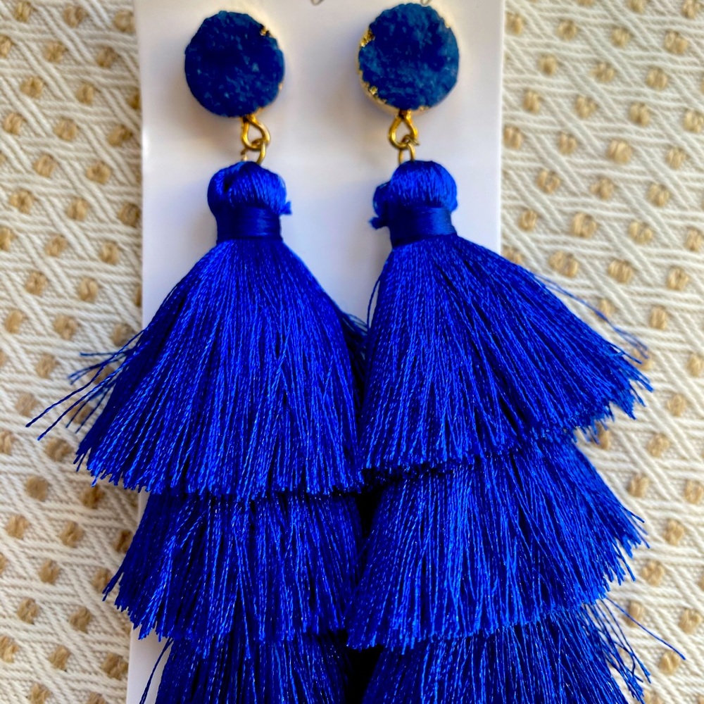 Blue dangle earrings many color options.